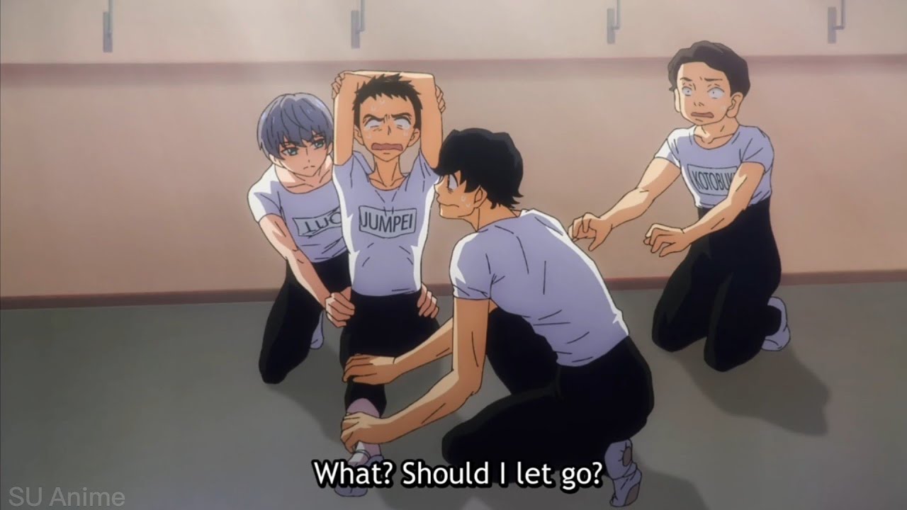 Luou help Jumpei stretch | Dance Dance Danseur Episode 9 - Anime