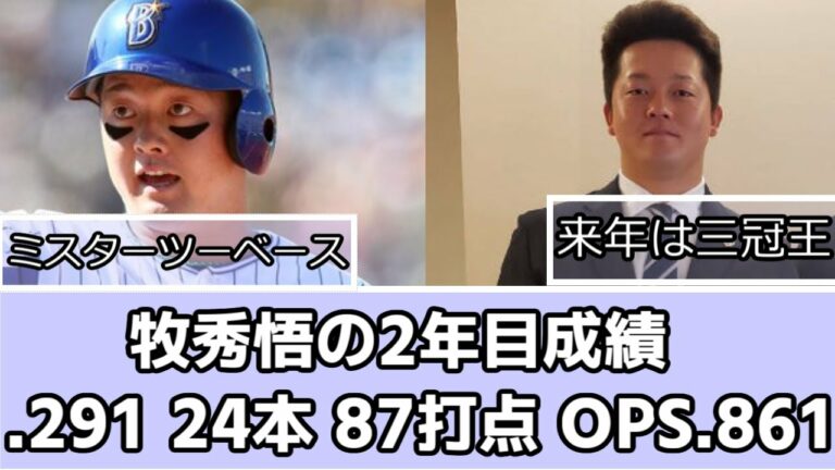 DeNA牧秀悟の2年目シーズン成績に対するなんJ民の反応【なんJ反応】【横浜DeNAベイスターズ】