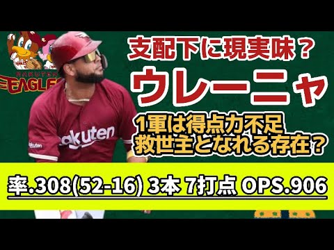 【貧打解消へ】東北楽天所属の育成選手『ウレーニャ』支配下契約に向けてアピール中！【2軍の帝王脱却へ】