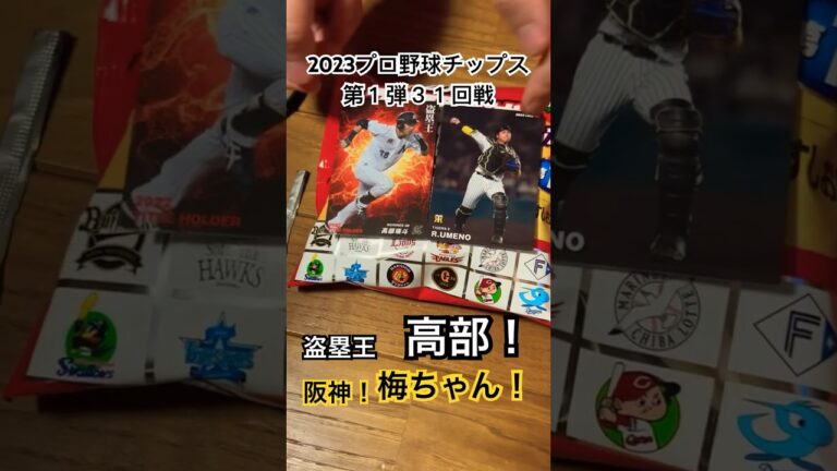 【2023プロ野球チップス第1弾】盗塁王高部瑛斗・梅野隆太郎【開封・買ってみた】千葉ロッテマリーンズ・阪神タイガース #shorts