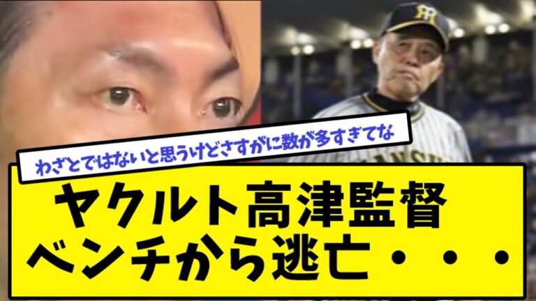 ヤクルト高津監督　ベンチから逃亡・・・【なんJ反応】