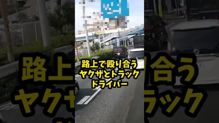 路上トラブル…殴り合いの喧嘩するヤクザとトラックドライバー！！