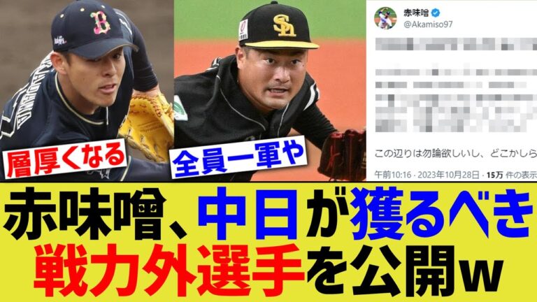 赤味噌、中日が戦力外から拾うべき選手をリストアップするwwww【なんJ なんG野球反応】【2ch 5ch】