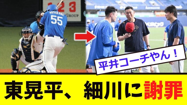 【中日】東晃平が細川に「頭部死球」を謝罪！！