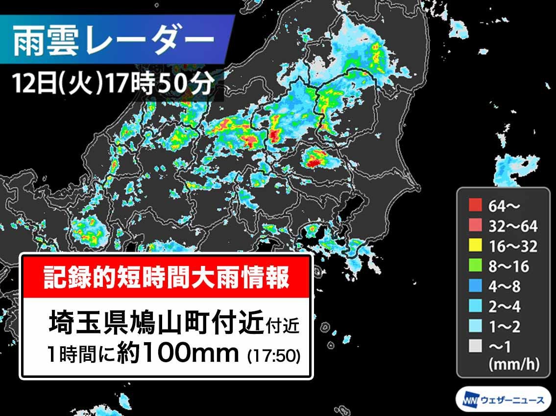 埼玉県で1時間に約100mmの猛烈な雨 記録的短時間大雨情報 - ウェザーニュース - News | WACOCA JAPAN: People ...