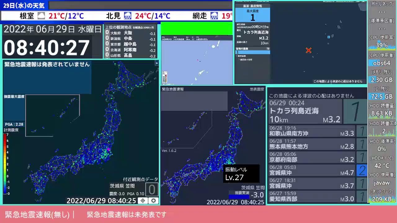 【地震監視24H】強震モニタライブ・自動読み上げ/リアルタイム監視（観測点：茨城） - News | WACOCA JAPAN: People ...