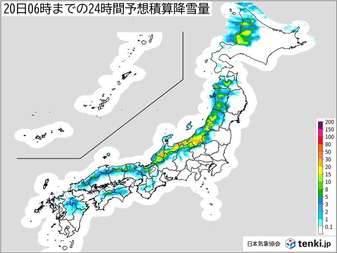 日本海側を中心に積雪増