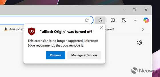 ついにMicrosoft Edgeが広告ブロッカー「uBlock Origin」の無効化を開始 - 画像