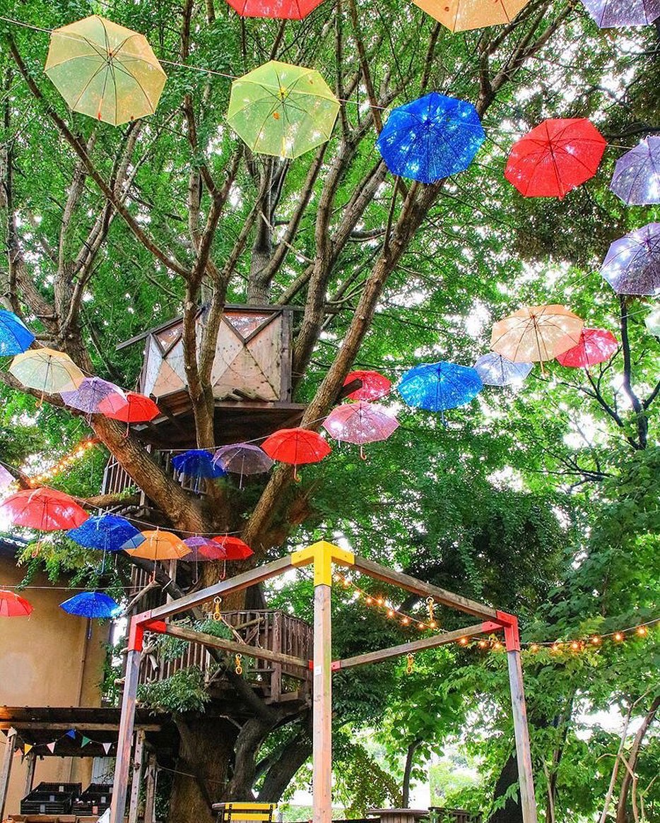 Retrip Nippon Retrip 千葉 千葉県にある 椿森コムナ には まるで絵本の世界のようなツリーハウスがあります 8月2日までの期間中はカラフルな傘で彩られ 夜にはライト Wacoca Japan People Life Style